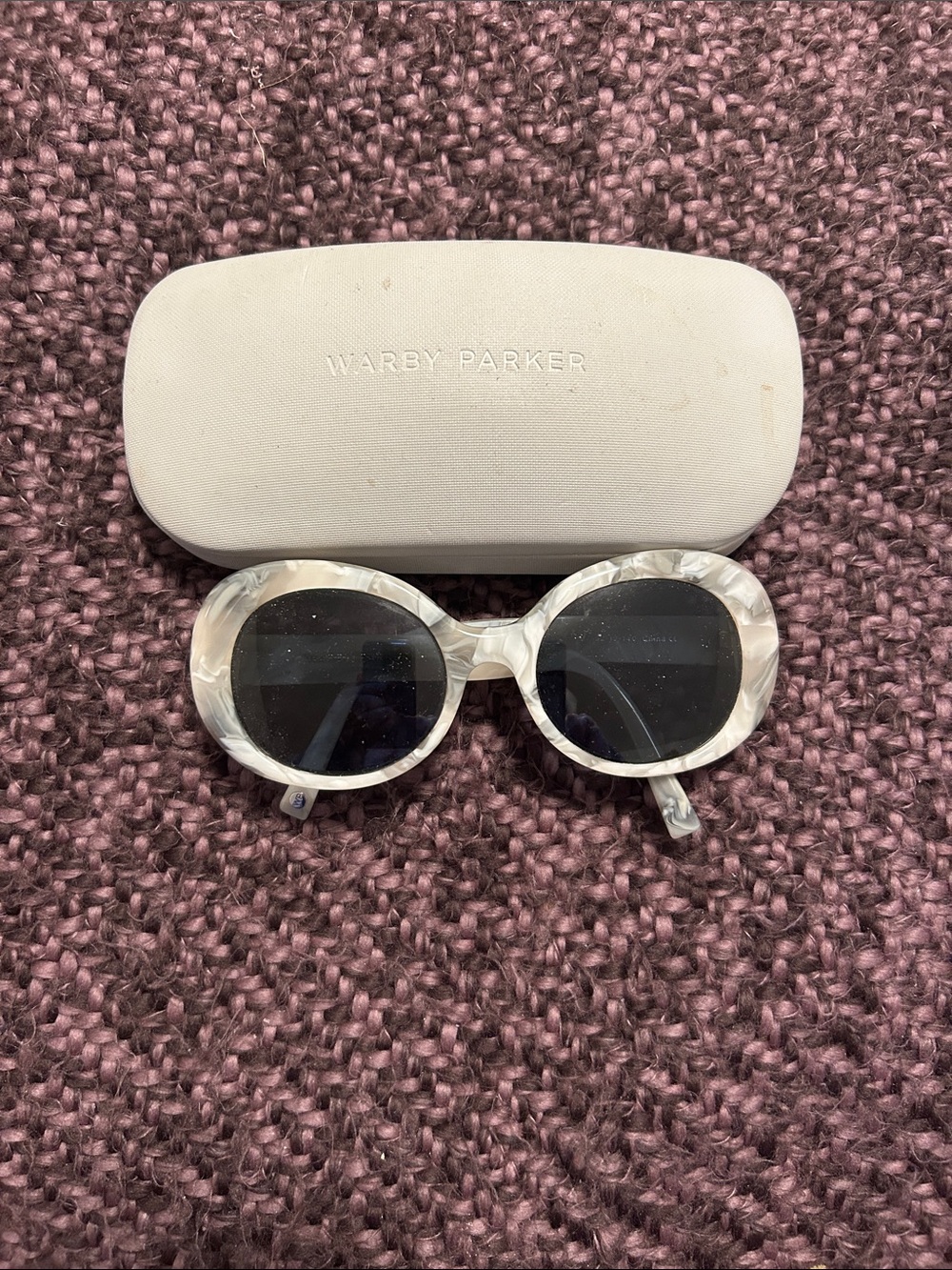 Warby Parker White Pearl Marbled Round Hollywood Glam Sunglasses (FRAMES ONLY)